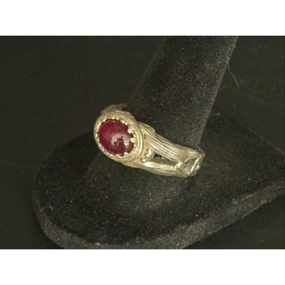Ruby and Sterling Silver Ring, size 8.5, NEW, Handmade, 3.2 carat ruby